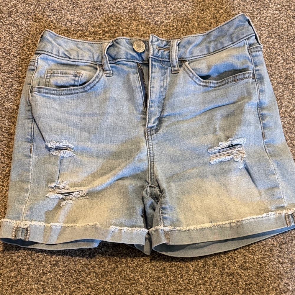 SO Light Blue Distressed Jean Shorts